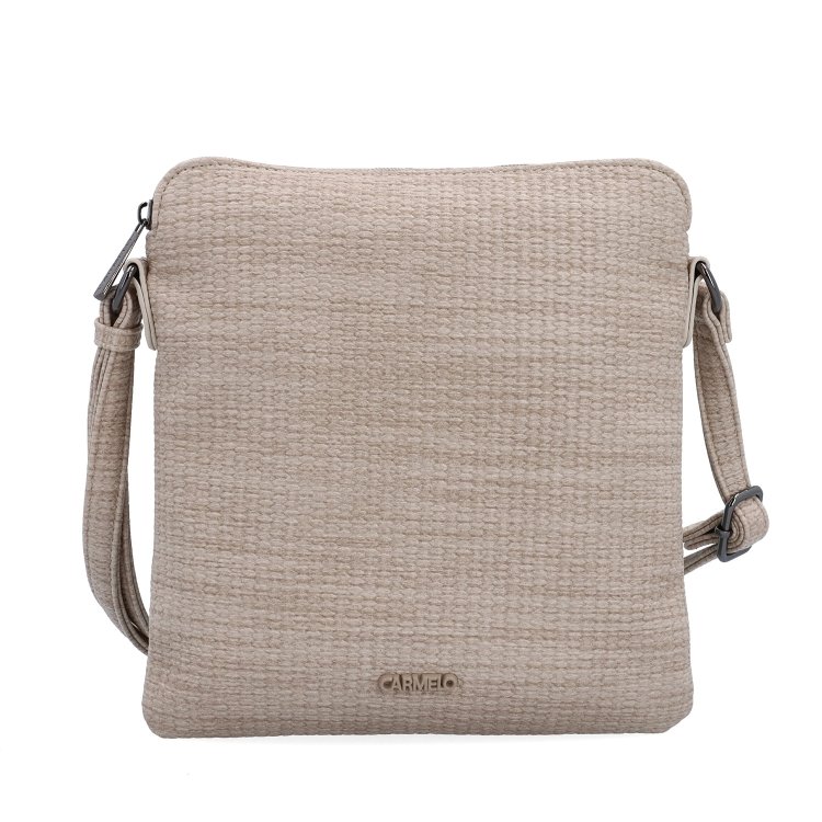 Minimalistická crossbody kabelka s jemným vzorom Carmelo materiál syntetická koža zapínanie na zips farba béžová veľkosť malá 4397 BE Spredu