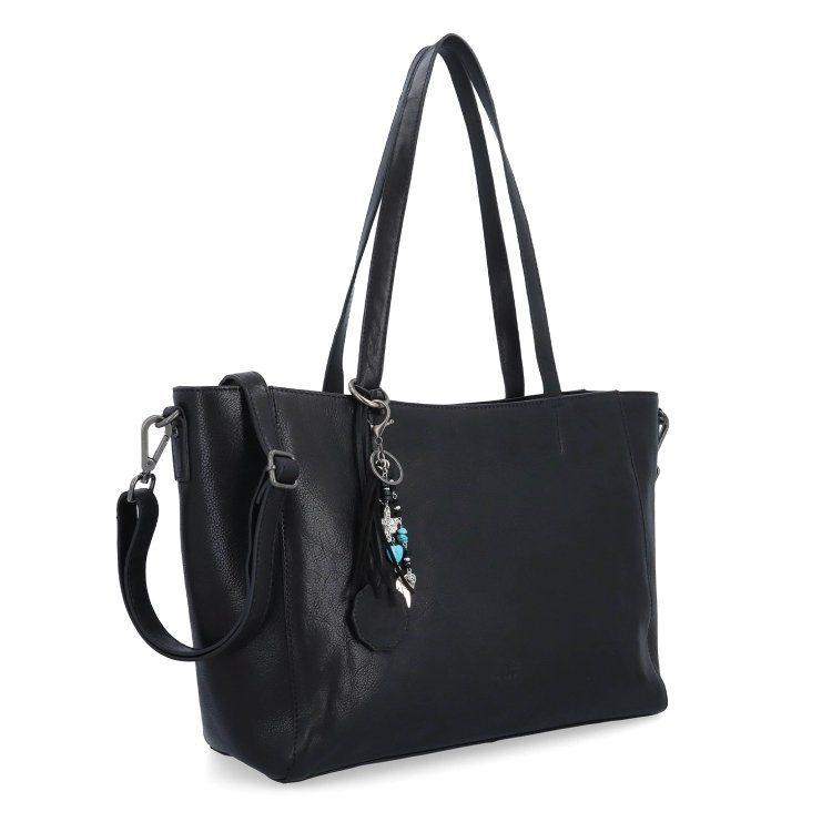 Veľká kožená crossbody kabelka s príveskom Noelia Bolger materiál kože zapínanie na zips farba čierna veľkosť veľká NB 3109 C