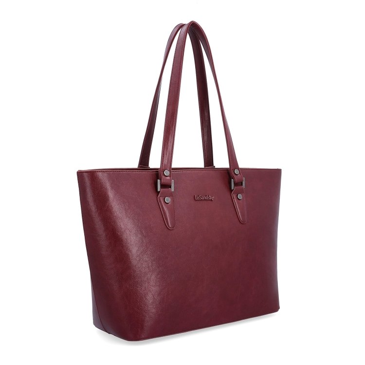 Priestranná shopper kabelka s čistým dizajnom Le Sands materiál syntetická koža zapínanie na zips farba vínová veľkosť veľká 7719 BO