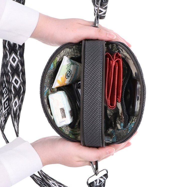 Štýlová crossbody kabelka s textúrovaným povrchom Tangerin materiál syntetická koža zapínanie na zips farba modrá veľkosť malá 4365 M Vnútro