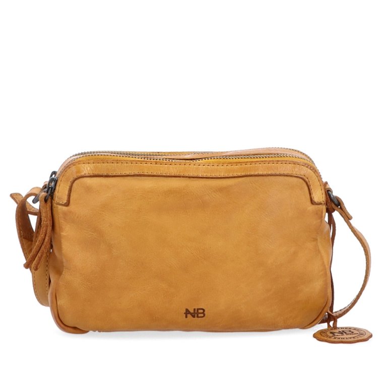 Minimalistická kožená crossbody kabelka Noelia Bolger materiál kože zapínanie na zips farba žltá veľkosť malá NB 2407 ZLU Spredu