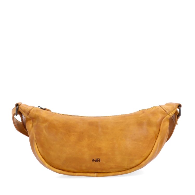 Kožená moonbag kabelka cez rameno Noelia Bolger materiál kože zapínanie na zips farba žltá veľkosť malá NB 2412 ZLU Spredu