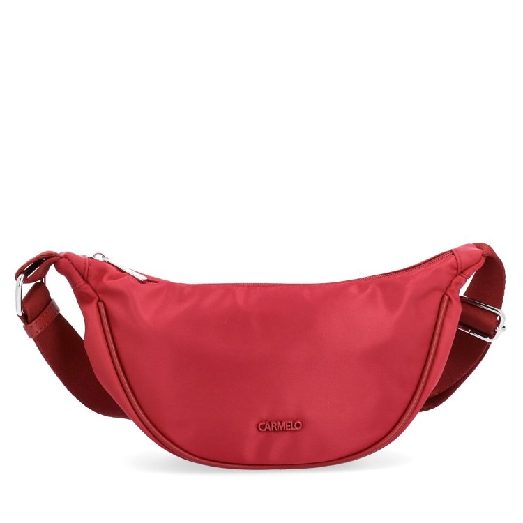 Malá nylonová kabelka typu moonbag Carmelo materiál nylon zapínanie na zips farba červená veľkosť malá 6609 CV Spredu