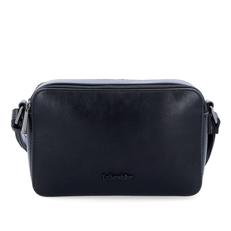 Praktická crossbody kabelka s dvoma vreckami Le Sands materiál syntetická koža zapínanie na zips farba čierna veľkosť malá 7717 C Spredu