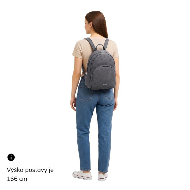Štýlový dámsky batoh do mesta Tangerin materiál syntetická koža zapínanie na zips farba sivá veľkosť stredná 1113 ANT Na postave