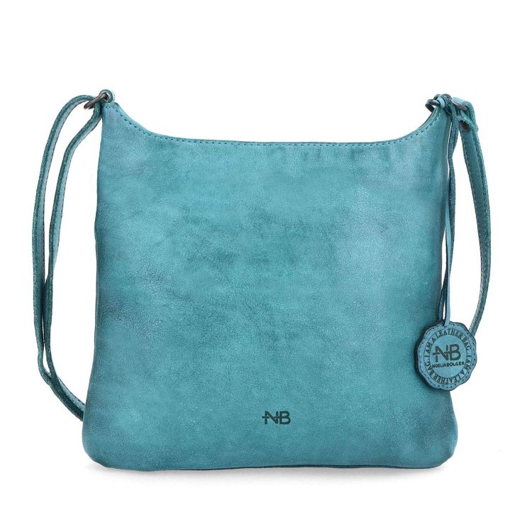 Kožená crossbody kabelka na každý deň Noelia Bolger materiál kože zapínanie na zips farba tyrkysová veľkosť malá NB 2404 TYR Spredu