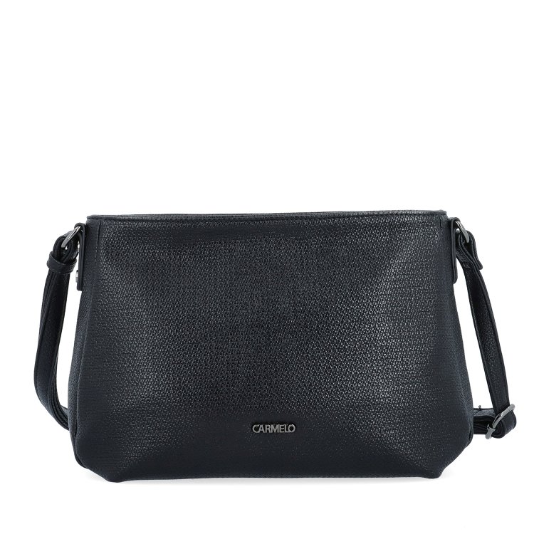 Praktická a elegantná crossbody kabelka Carmelo materiál syntetická koža zapínanie na zips farba čierna veľkosť stredná 4605 C Spredu