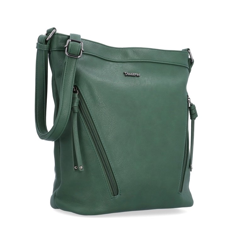 Crossbody kabelka s ozdobnými zipsami Tangerin materiál syntetická koža zapínanie na zips farba zelená veľkosť stredná 8050 TZE