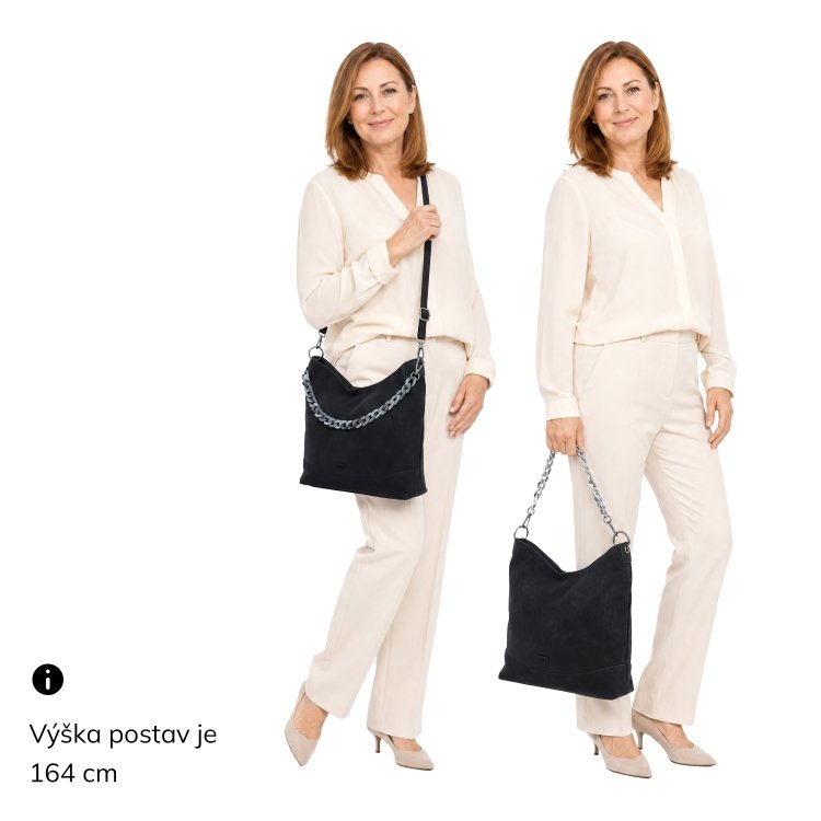 Štýlová crossbody kabelka s odnímateľným reťazom Carmelo materiál syntetická koža zapínanie na zips farba hnedá veľkosť stredná 4660 H Na postave