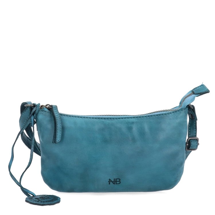 Malá elegantná kožená crossbody kabelka Noelia Bolger materiál kože zapínanie na zips farba tyrkysová veľkosť malá NB 2420 TYR Spredu