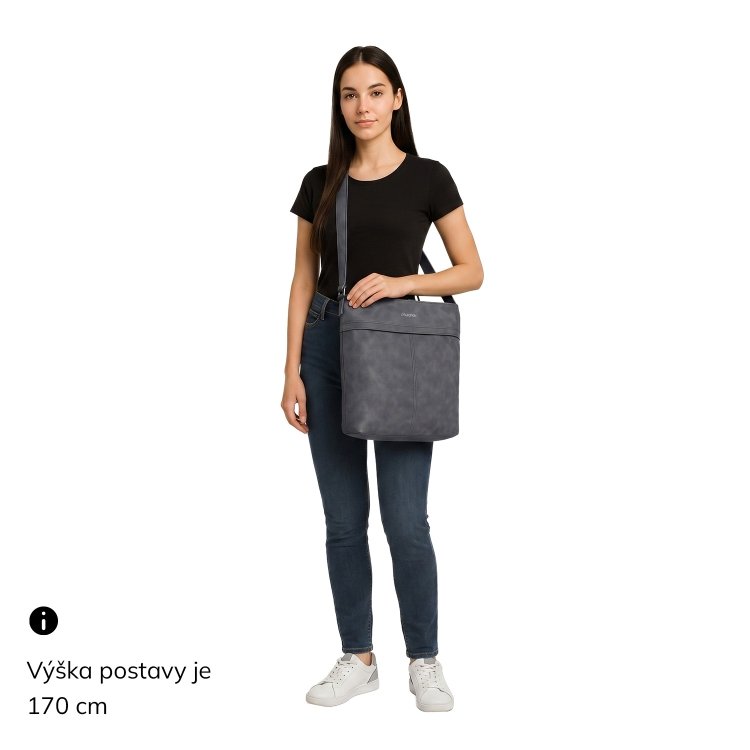 Praktická crossbody taška zo syntetického materiálu Tangerin materiál syntetická koža zapínanie na zips farba sivá veľkosť veľká 1108 ANT Na postave