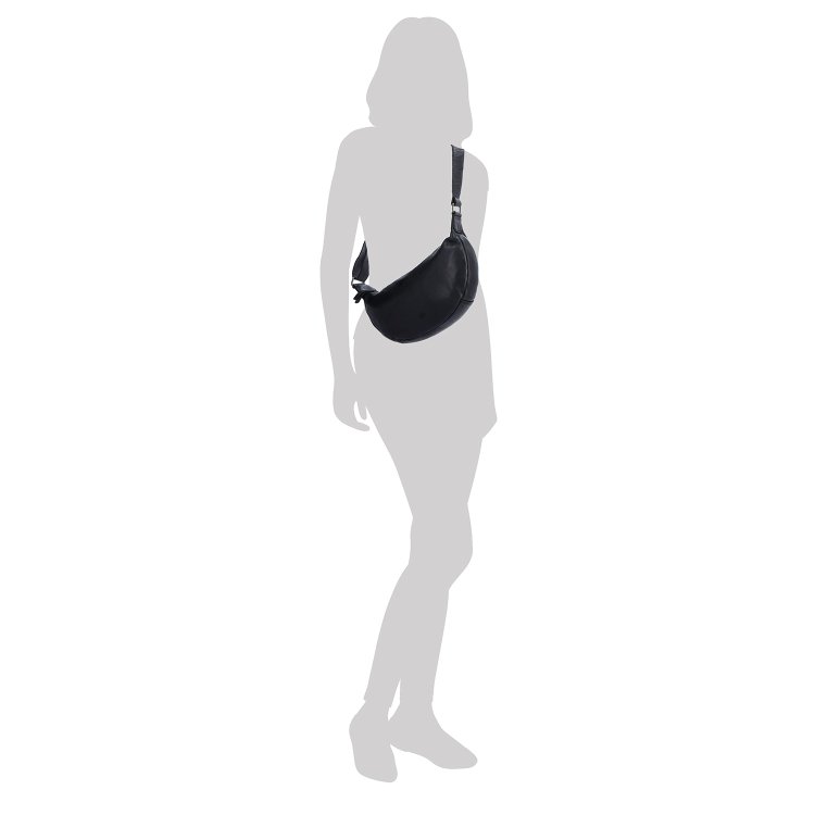 Malá kožená moonbag kabelka Noelia Bolger materiál kože zapínanie na zips farba čierna veľkosť malá NB 2411 C Na postave