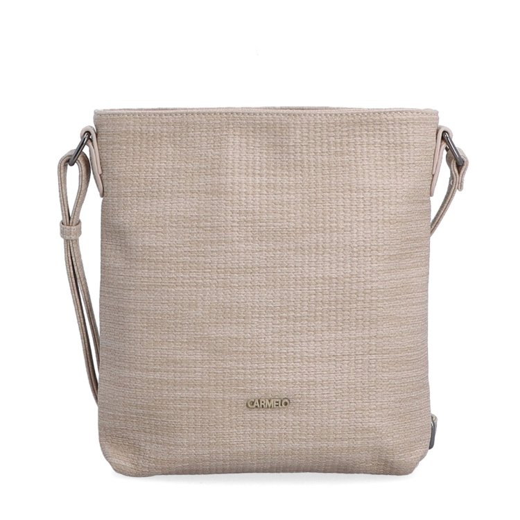 Malá slamená crossbody kabelka Carmelo materiál syntetická koža zapínanie na zips farba béžová veľkosť malá 4308 BE Spredu