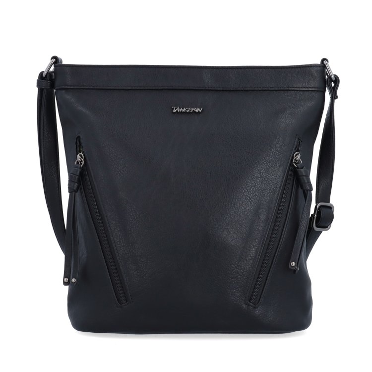Crossbody kabelka s ozdobnými zipsami Tangerin materiál syntetická koža zapínanie na zips farba čierna veľkosť stredná 8050 C Spredu