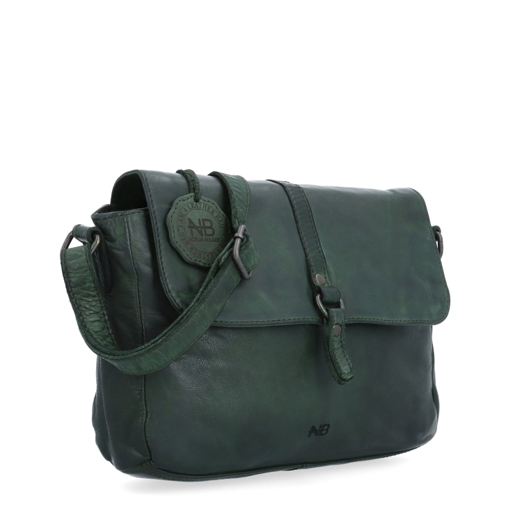 Kožená crossbody kabelka s chlopňou Noelia Bolger materiál kože zapínanie s chlopňou farba zelená veľkosť stredná NB 2416 ZE