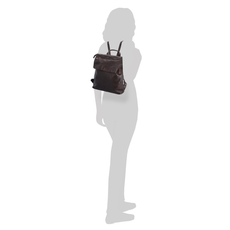 Kožený batoh s chlopňou vo vintage štýle Noelia Bolger materiál kože zapínanie na zips farba hnedá veľkosť stredná NB 2014 H Na postave