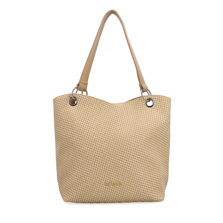 Praktická shopper kabelka so štruktúrovaným vnútrom Le Sands materiál syntetická koža zapínanie na zips farba béžová veľkosť veľká 4619 BE Spredu