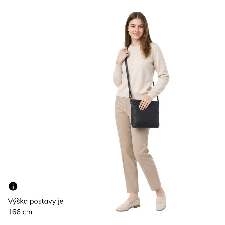 Praktická crossbody kabelka s predným vreckom Le Sands materiál syntetická koža zapínanie na zips farba metalíza veľkosť stredná 4653 BR Na postave