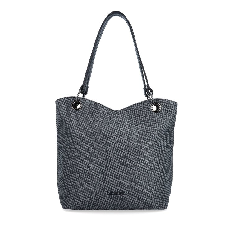 Praktická shopper kabelka so štruktúrovaným vnútrom Le Sands materiál syntetická koža zapínanie na zips farba čierna veľkosť veľká 4619 C Spredu
