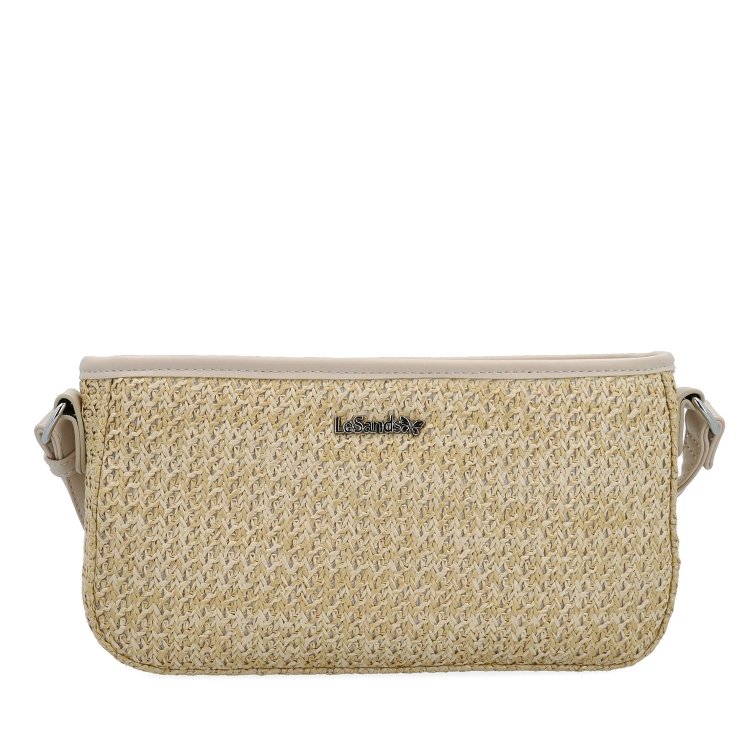 Malá crossbody kabelka v slamenom štýle Le Sands materiál syntetická koža zapínanie na zips farba béžová veľkosť malá 4616 BE Spredu