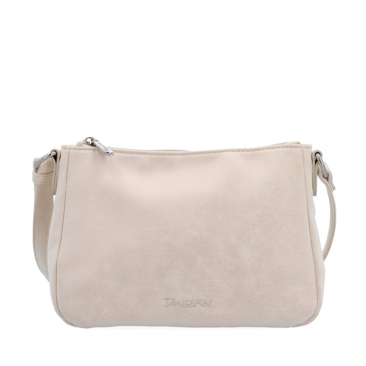 Malá minimalistická crossbody kabelka s hebkým povrchom Tangerin materiál syntetická koža zapínanie na zips farba béžová veľkosť malá 7016 BE Spredu