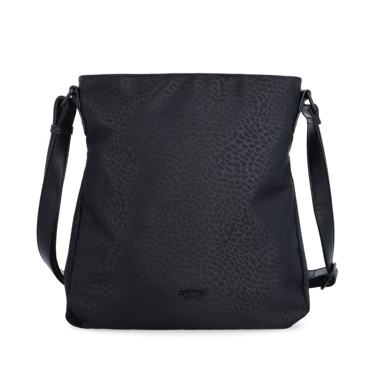 Crossbody kabelka v minimalistickom štýle Carmelo materiál nylon zapínanie na zips farba čierna veľkosť stredná 6605 C LE Spredu