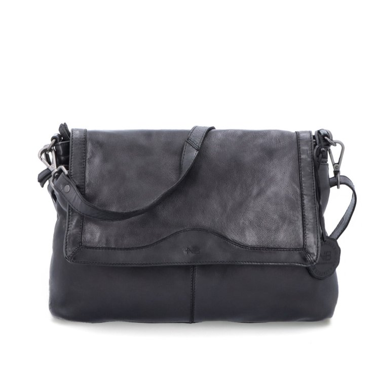 Crossbody kabelka z pravej kože s chlopňou Noelia Bolger materiál kože zapínanie s chlopňou farba čierna veľkosť stredná NB 2024 C Spredu