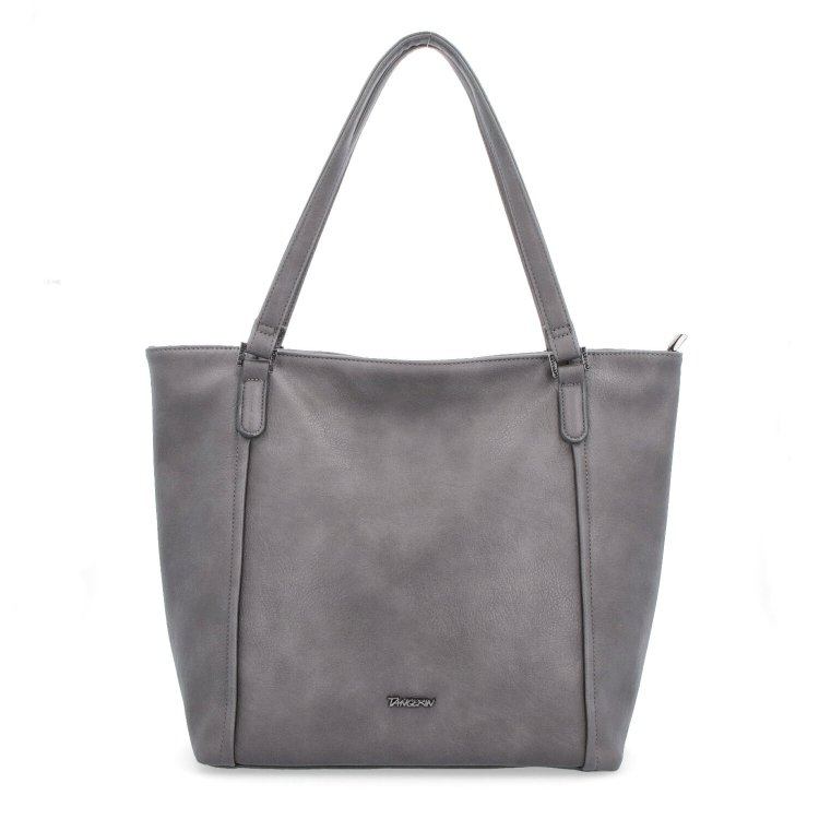 Veľká shopper kabelka s jemným prešívaním Tangerin materiál syntetická koža zapínanie na zips farba sivá veľkosť veľká 8024 TS Spredu