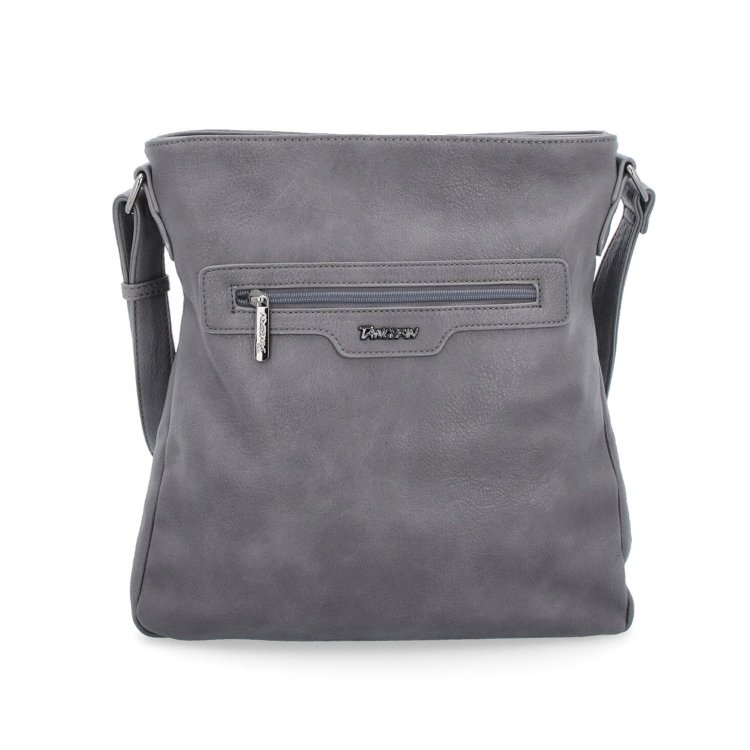 Crossbody kabelka s vonkajšími vreckami Tangerin materiál syntetická koža zapínanie na zips farba sivá veľkosť stredná 8008 TS Spredu