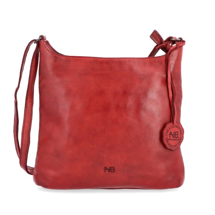 Kožená crossbody kabelka na každý deň Noelia Bolger materiál kože zapínanie na zips farba červená veľkosť malá NB 2404 CV Spredu