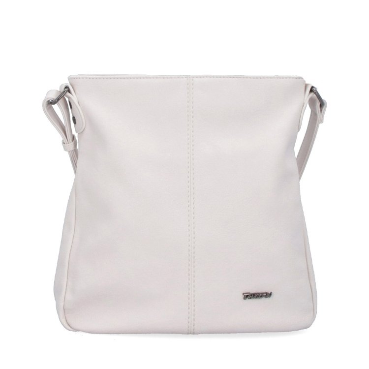 Crossbody kabelka s jednoduchým prešívaním Tangerin materiál syntetická koža zapínanie na zips farba béžová veľkosť stredná 8003 K Spredu