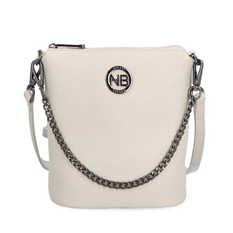 Malá kožená crossbody kabelka s výraznou retiazkou Noelia Bolger materiál kože zapínanie na zips farba béžová veľkosť malá NB 3016 K Spredu
