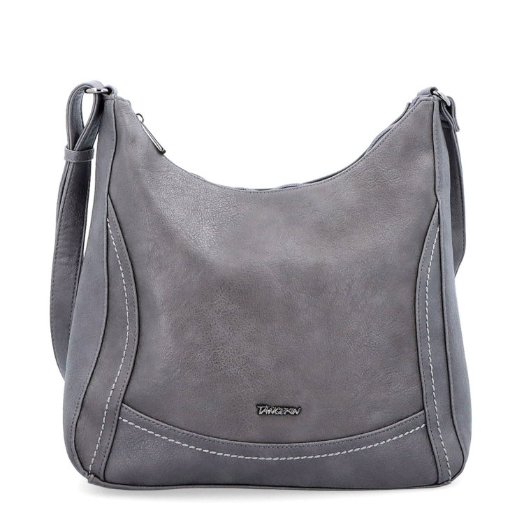 Mestská crossbody kabelka zo syntetickej kože Tangerin materiál syntetická koža zapínanie na zips farba sivá veľkosť stredná 8046 TS Spredu