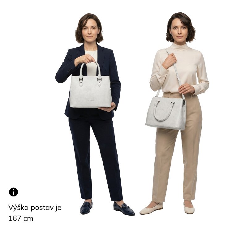 Kožená kabelka do práce a na schôdzky Noelia Bolger materiál kože zapínanie na zips farba biela veľkosť stredná NB 0113 OW Na postave