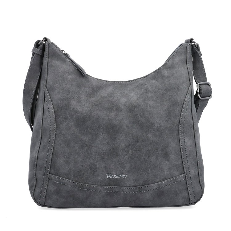 Crossbody syntetická kabelka s prešívaním Tangerin materiál syntetická koža zapínanie na zips farba sivá veľkosť stredná 1104 ANT Spredu