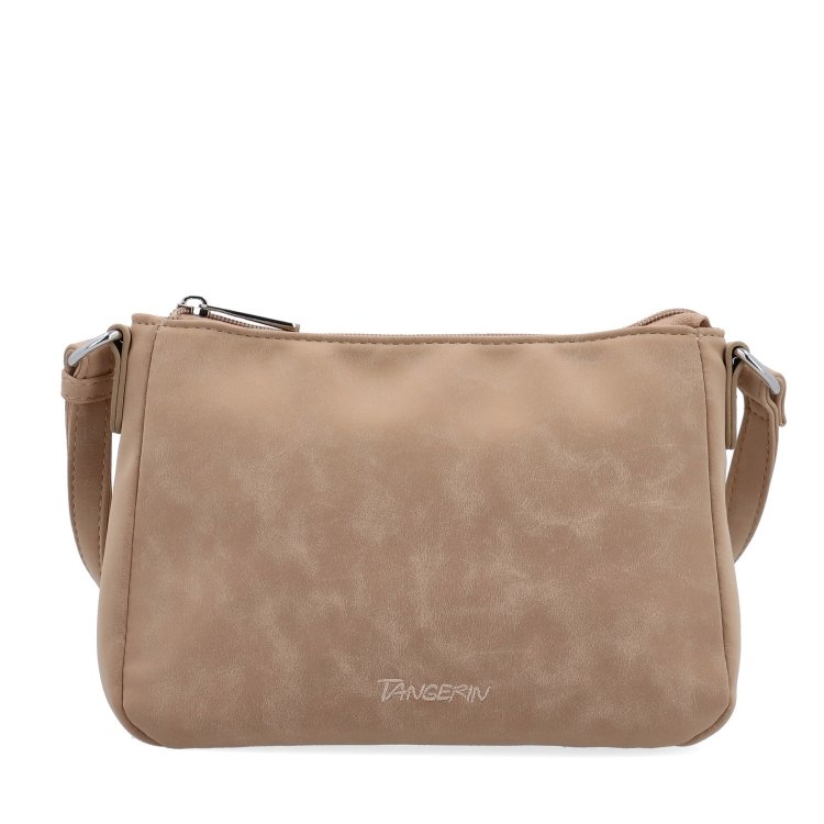Malá minimalistická crossbody kabelka s hebkým povrchom Tangerin materiál syntetická koža zapínanie na zips farba béžová veľkosť malá 7016 SAN Spredu