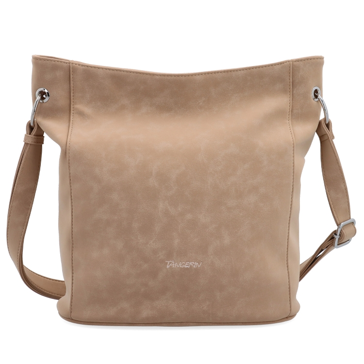 Mestská crossbody kabelka s hebkým povrchom a deleným vnútrom Tangerin materiál syntetická koža zapínanie na zips farba béžová veľkosť stredná 7015 SAN Spredu