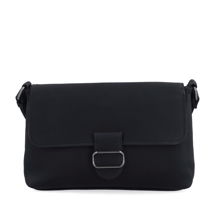 Elegantná crossbody kabelka s klopou Le Sands materiál syntetická koža zapínanie s chlopňou farba čierna veľkosť malá 4652 C Spredu