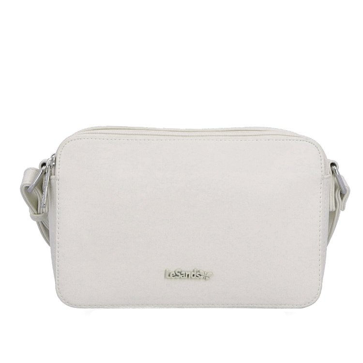 Praktická crossbody kabelka s dvoma vreckami Le Sands materiál syntetická koža zapínanie na zips farba béžová veľkosť malá 7717 BE Spredu