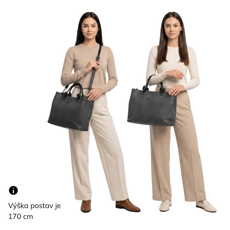Mestská kabelka do ruky s odnímateľným popruhom a deleným vnútrom Le Sands materiál syntetická koža zapínanie na zips farba béžová veľkosť stredná 4625 K Na postave