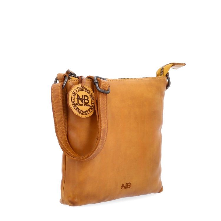 Elegantná kožená crossbody kabelka Noelia Bolger materiál kože zapínanie na zips farba žltá veľkosť malá NB 2415 ZLU