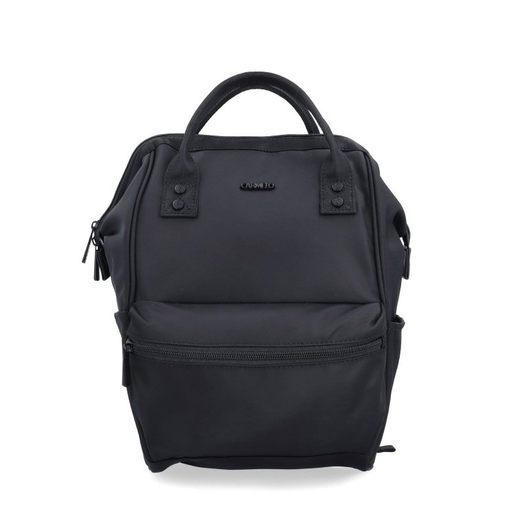 Praktický dámsky batoh na každodenné použitie Carmelo materiál nylon zapínanie na zips farba čierna veľkosť stredná 6611 C Spredu