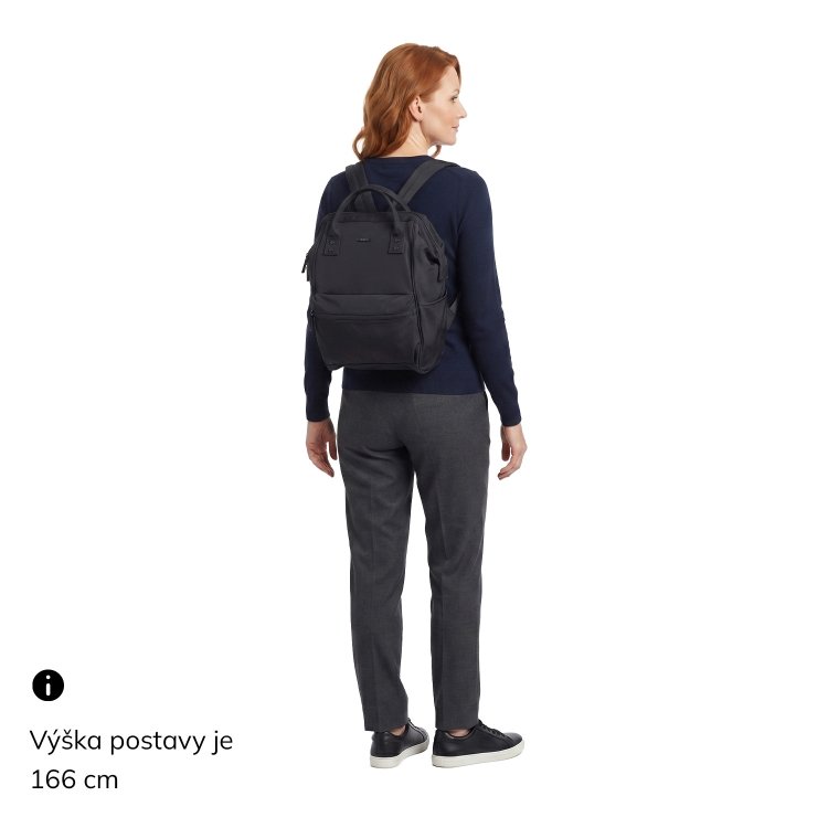 Praktický dámsky batoh na každodenné použitie Carmelo materiál nylon zapínanie na zips farba červená veľkosť stredná 6611 CV Na postave