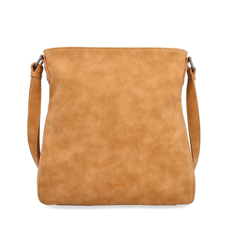 Štýlová crossbody kabelka s čistým dizajnom Tangerin materiál syntetická koža zapínanie na zips farba koňaková veľkosť stredná 1101 CAM Spredu