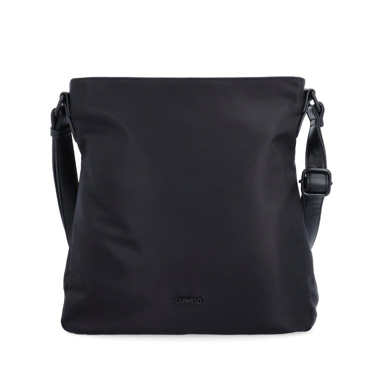 Crossbody kabelka v minimalistickom štýle Carmelo materiál nylon zapínanie na zips farba čierna veľkosť stredná 6605 C Spredu
