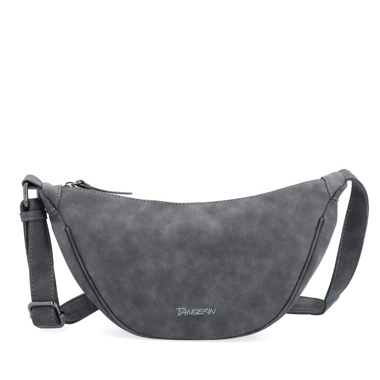 Štýlový dámský Moonbag zo syntetického materiálu Tangerin materiál syntetická koža zapínanie na zips farba sivá veľkosť malá 1112 ANT Spredu