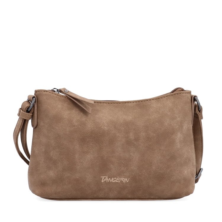 Malá elegantná crossbody kabelka Tangerin materiál syntetická koža zapínanie na zips farba taupe veľkosť malá 1109 T Spredu