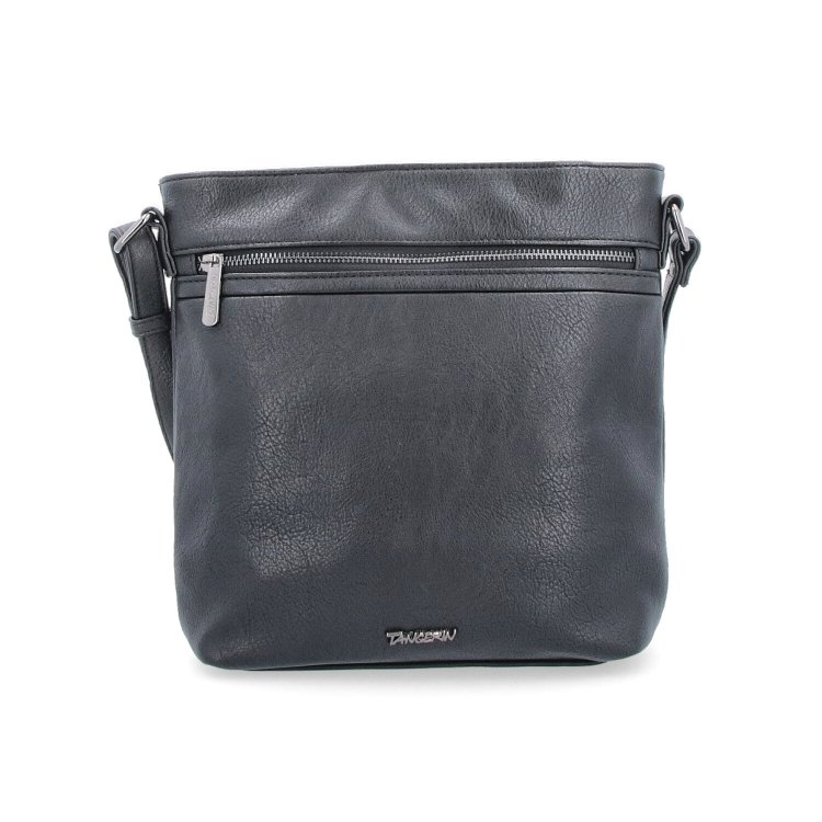 Menší crossbody kabelka Tangerin materiál syntetická koža zapínanie na zips farba čierna veľkosť stredná 8022 C Spredu