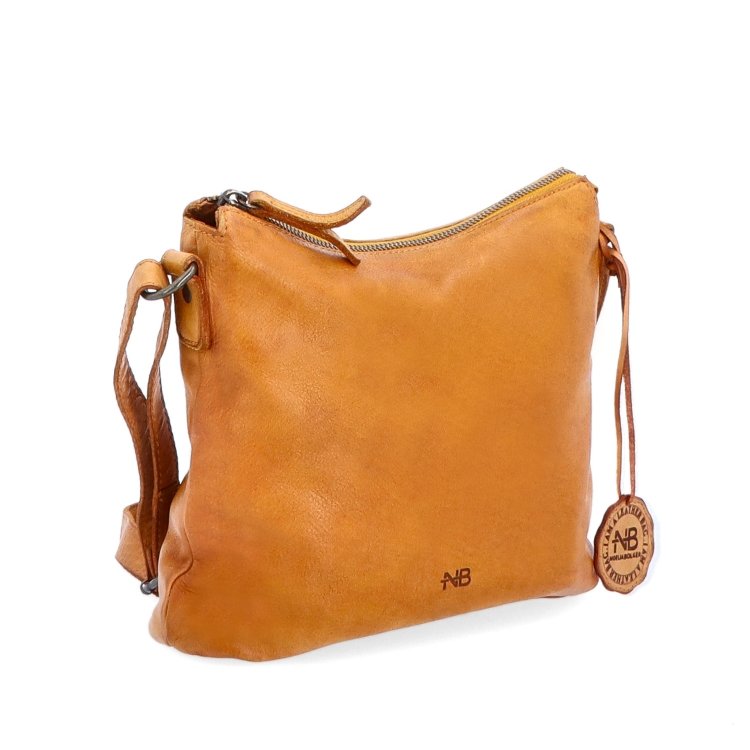 Kožená crossbody kabelka s moderným dizajnom Noelia Bolger materiál kože zapínanie na zips farba žltá veľkosť malá NB 2400 ZLU