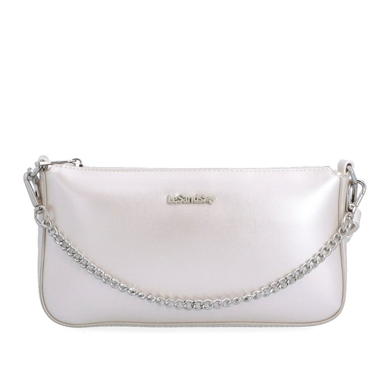 Malá crossbody kabelka s ozdobnou retiazkou Le Sands materiál syntetická koža zapínanie na zips farba béžová veľkosť malá 7714 PRL Spredu